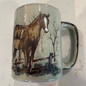 Vintage Otagiri Ceramic Mug with Horse Illustration Hand Painted & Embossed
